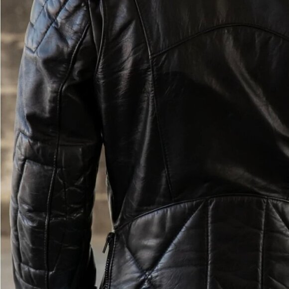 1980'S Oversized Leather Bomber Jackets CafeRacer Biker by Angora sz36 Vintage - Picture 3 of 12